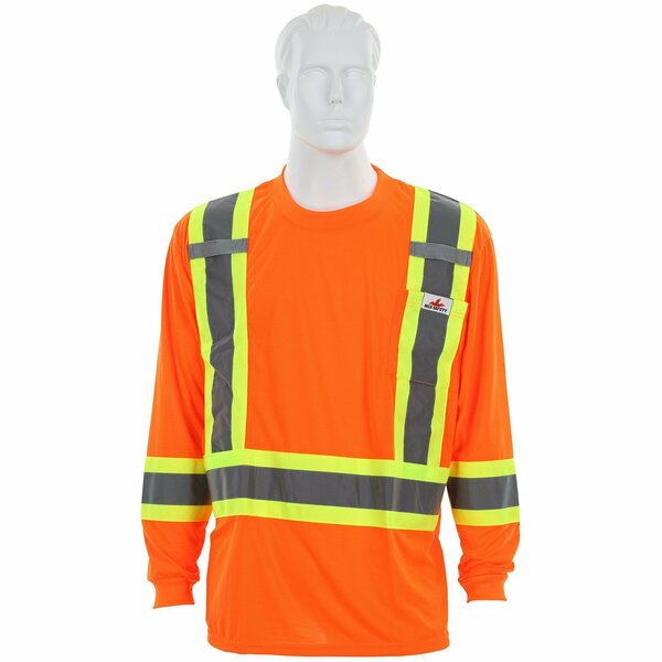 Mcr Safety Garments, LS Tshirt, CL2 Lvl 2, Solid, Orange X5 WCLTCS2OX5